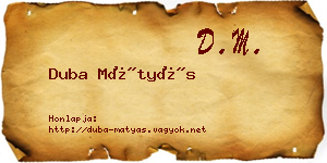 Duba Mátyás névjegykártya