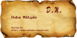 Duba Mátyás névjegykártya